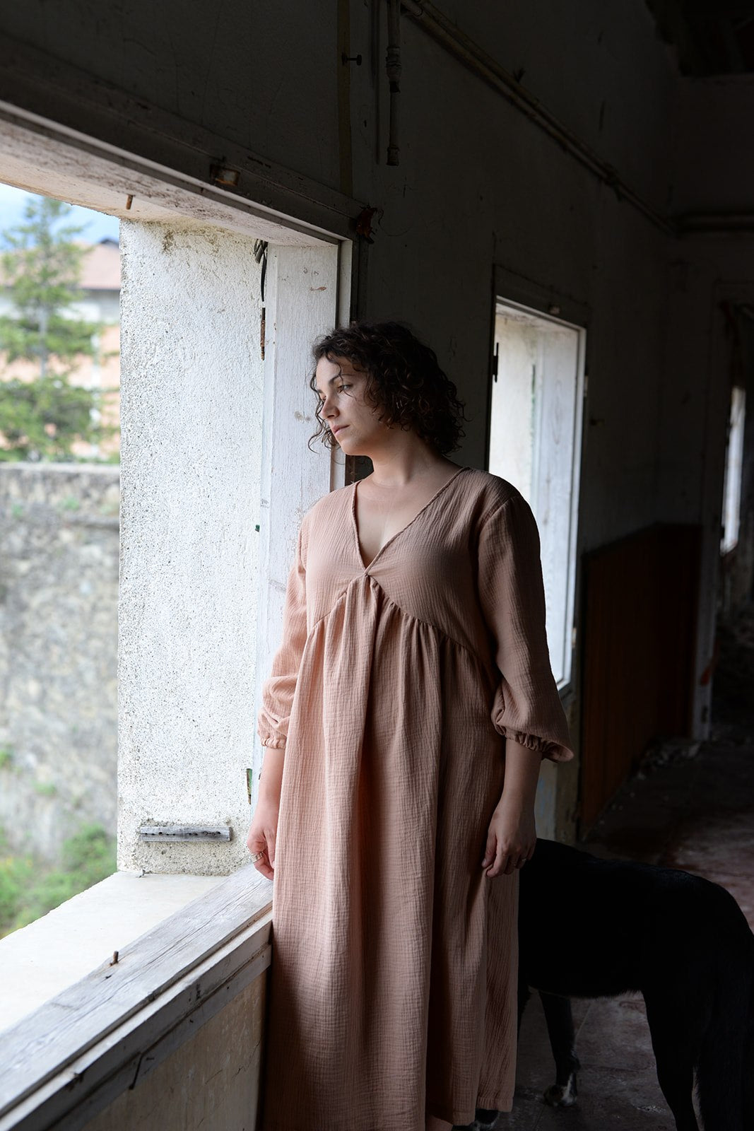 Pink boho midi dress