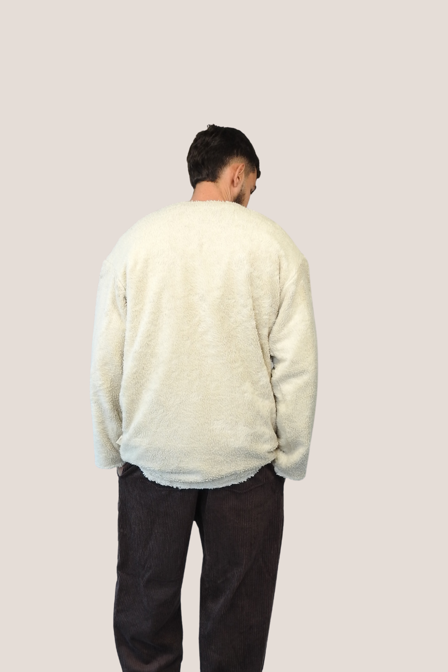 Chaquetón reversible borreguito beige - tejano