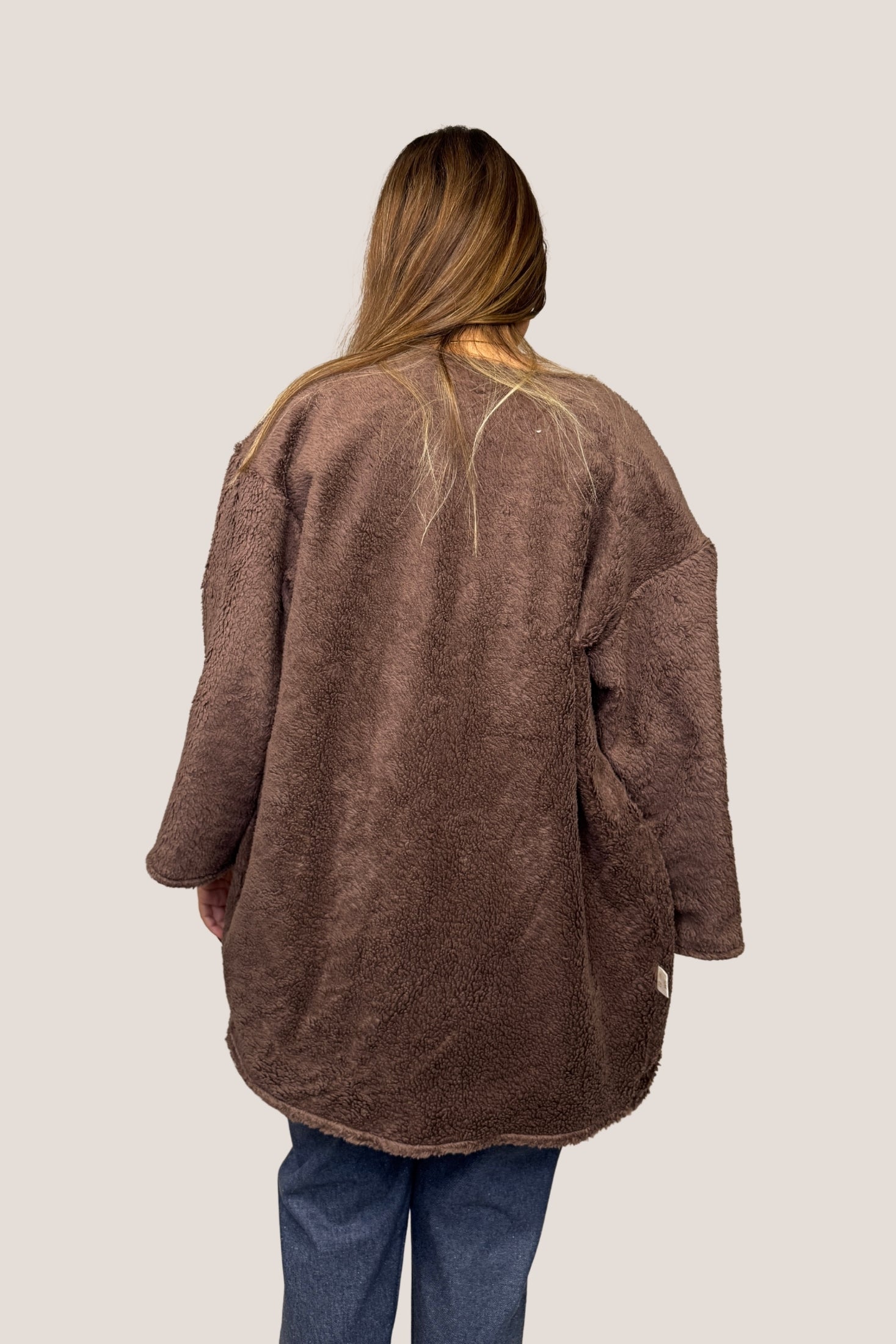 Chaquetón reversible borreguito marrón - tejano