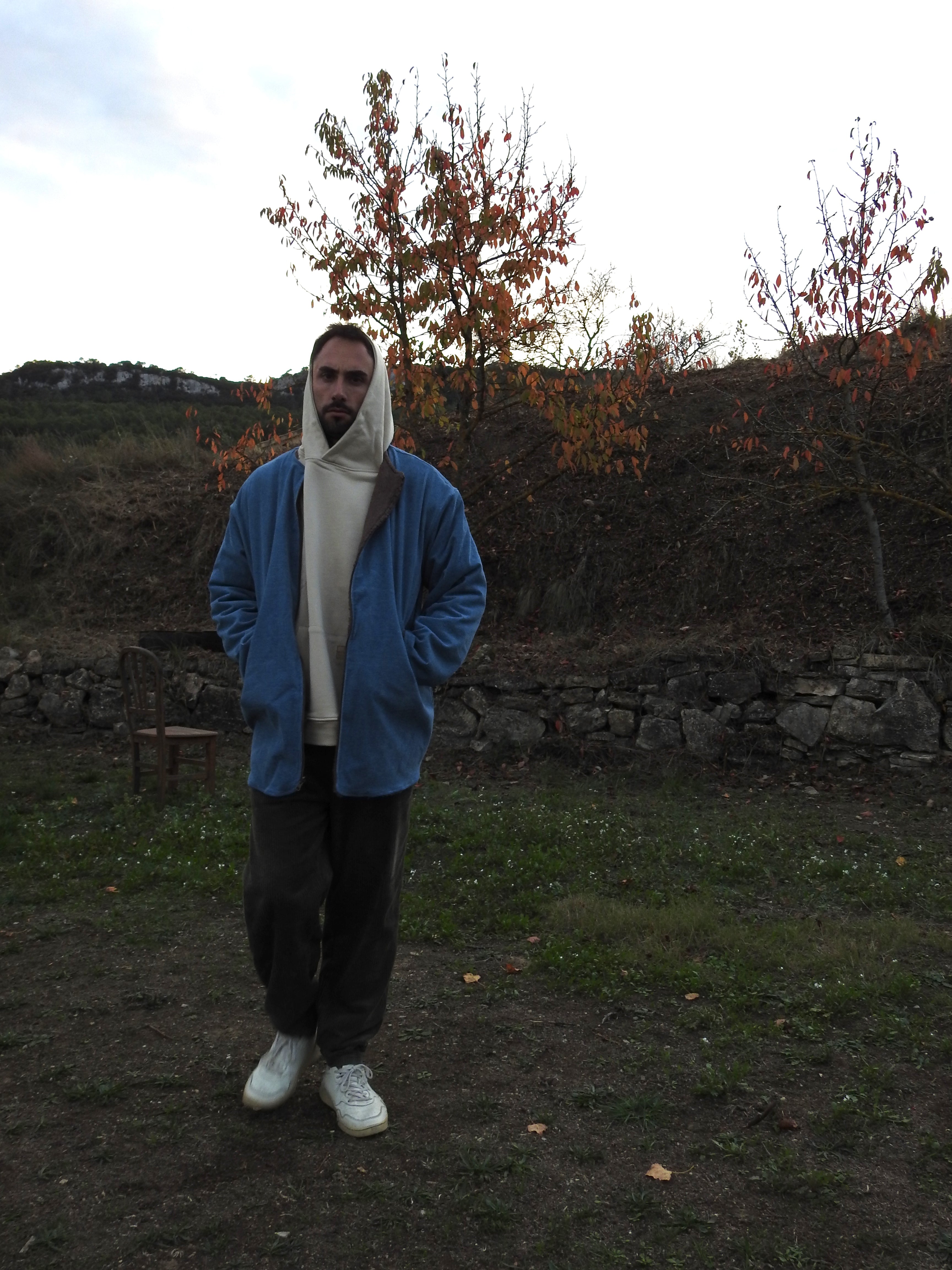 Chaquetón reversible borreguito marrón - tejano