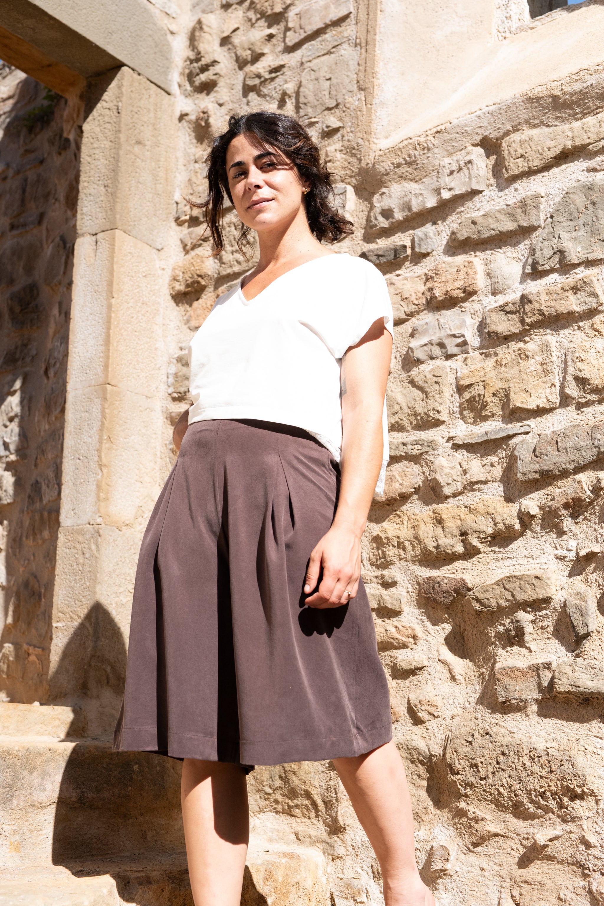 Bermudes marró tencel