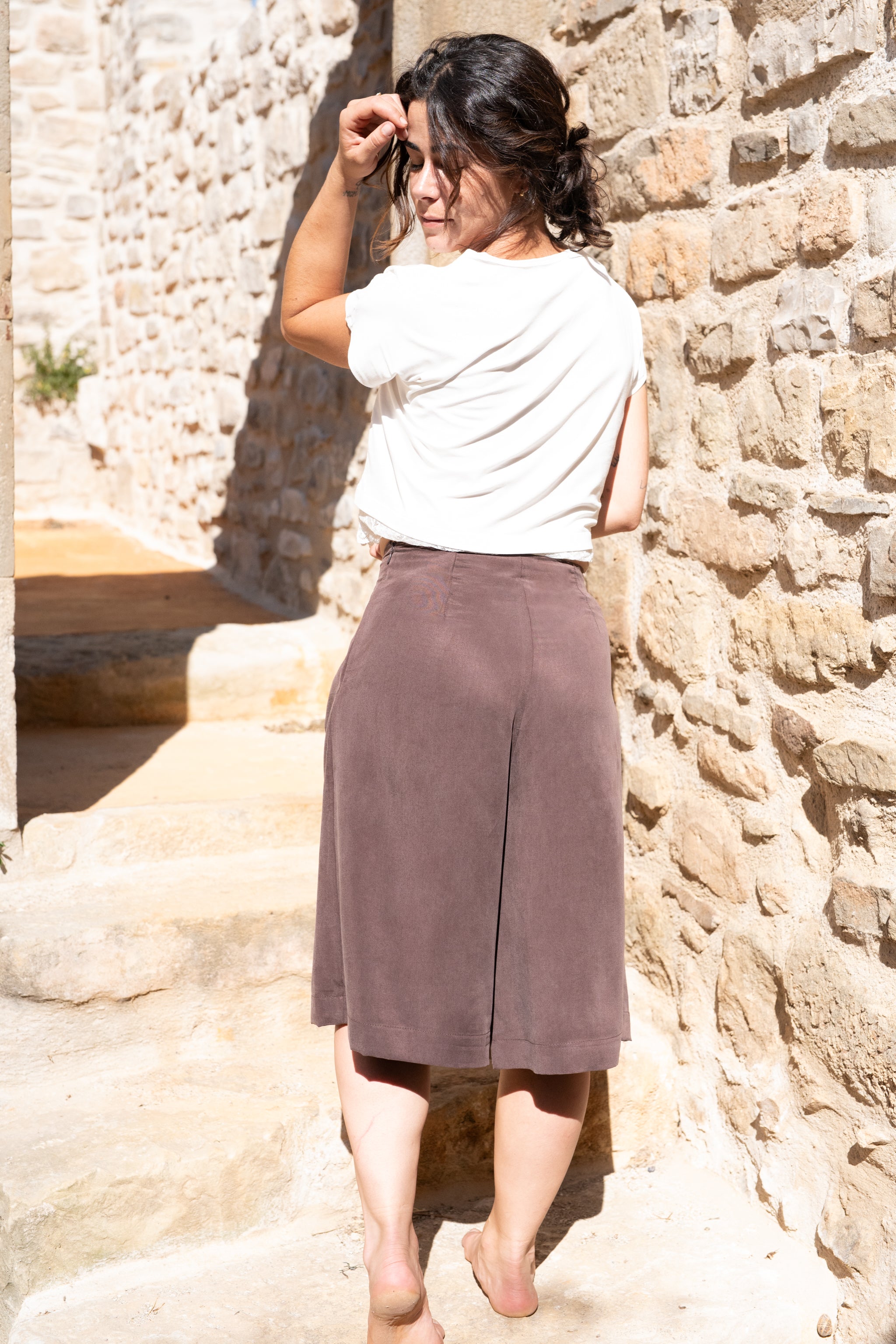 Bermudes marró tencel