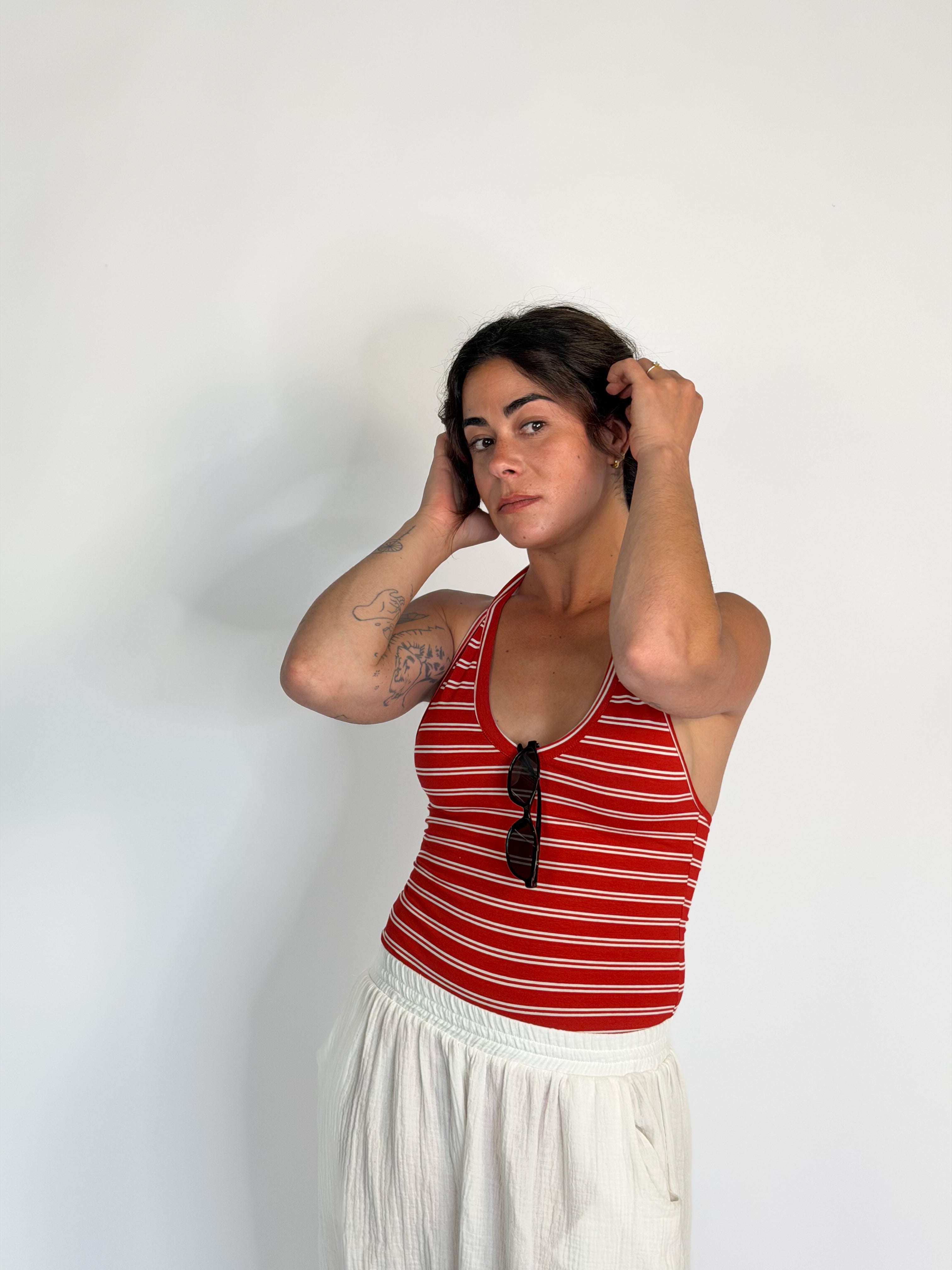 Body tirantes rayas rojo