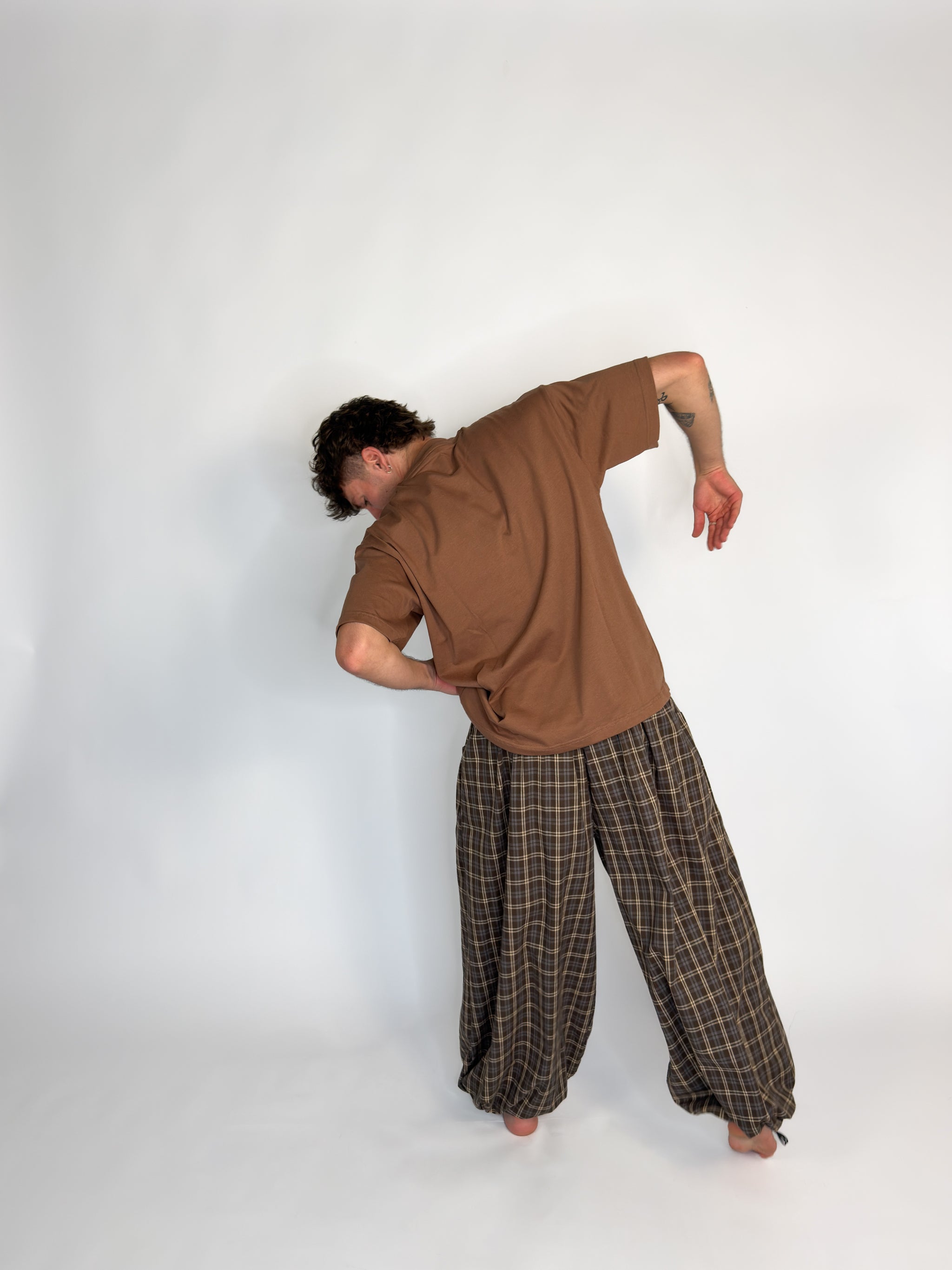 Pantalón balloon ajustable cuadros