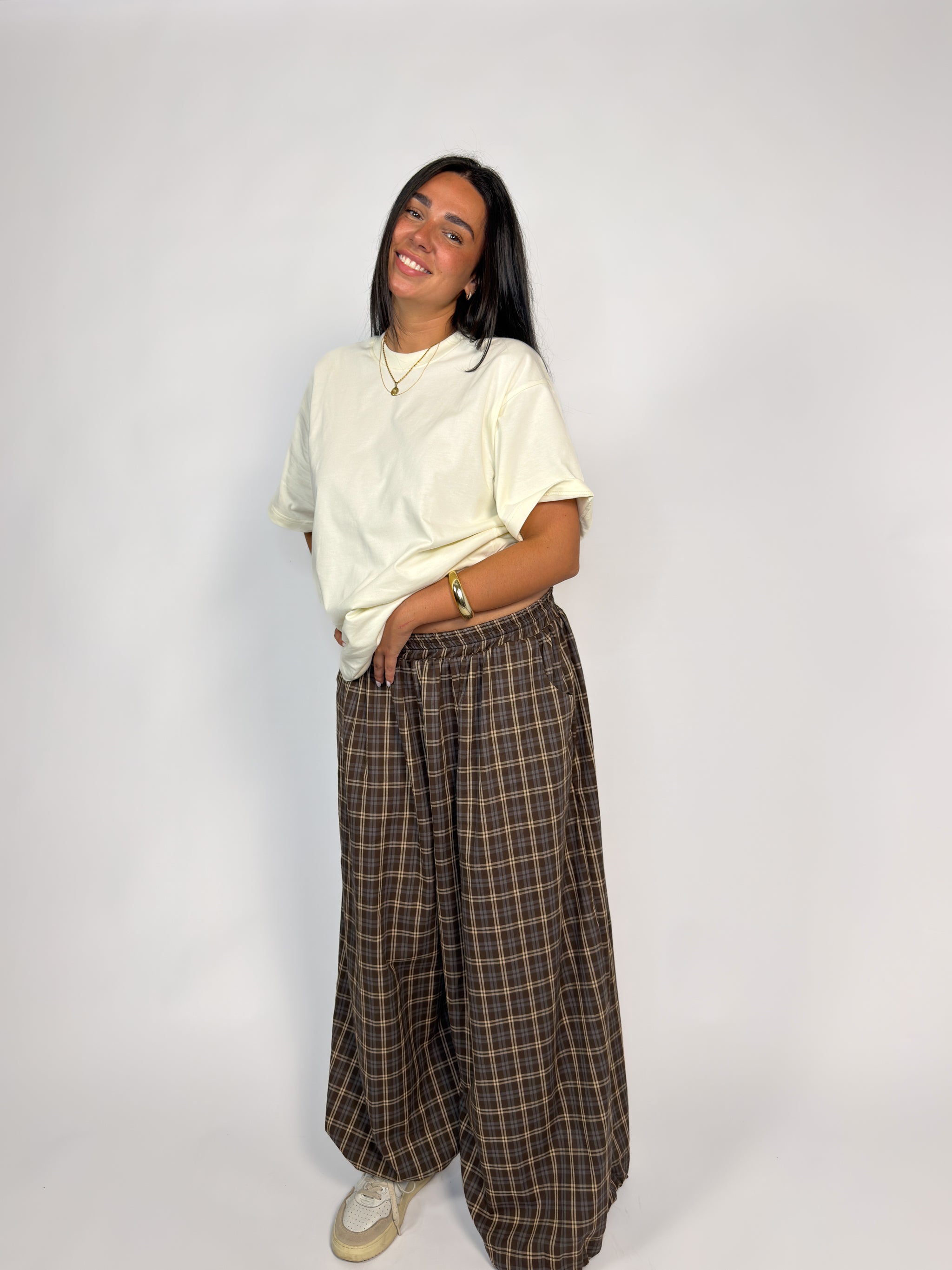 Pantalón balloon ajustable cuadros