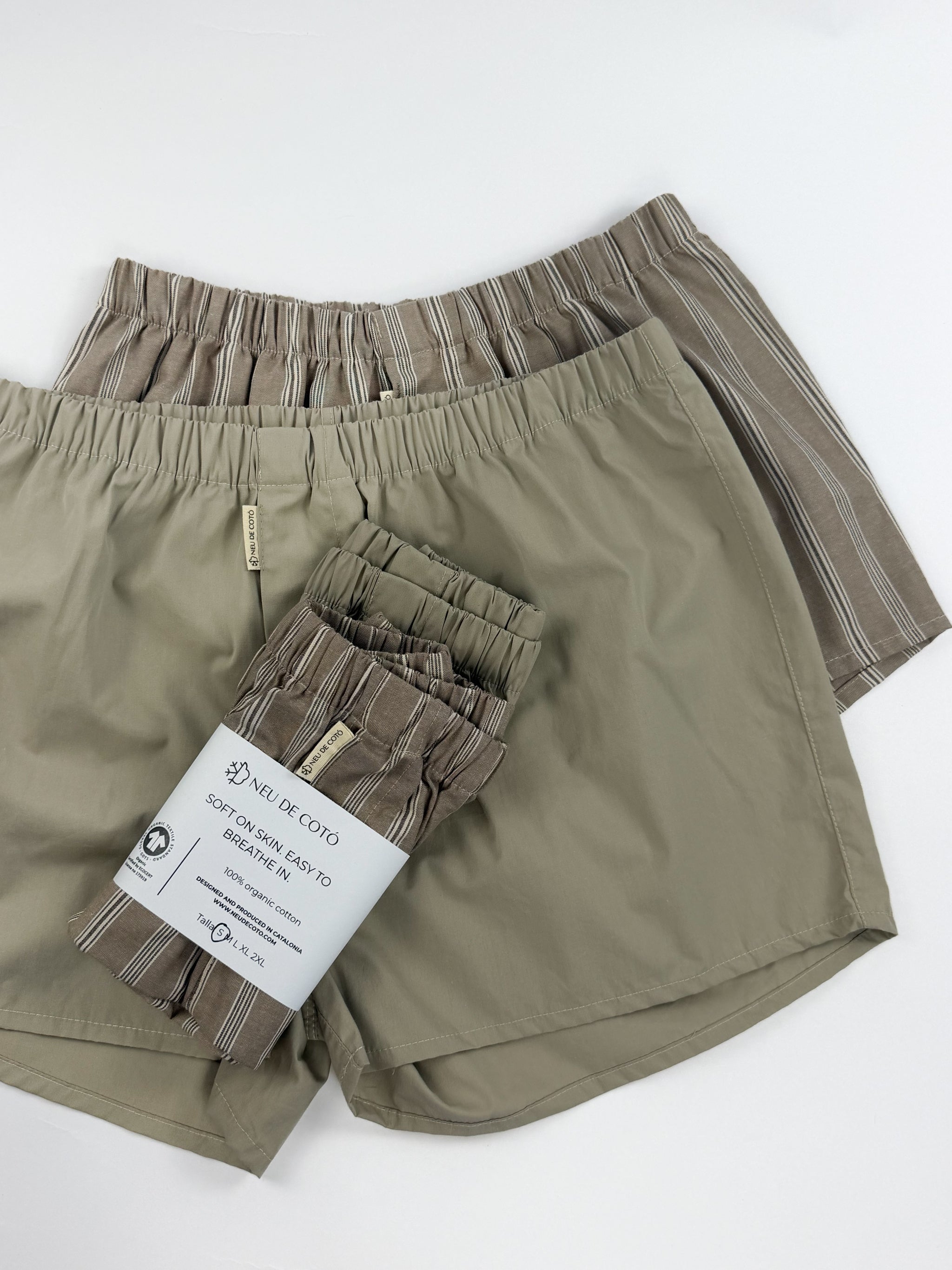 Pack boxer unisex beige - estampado rayas