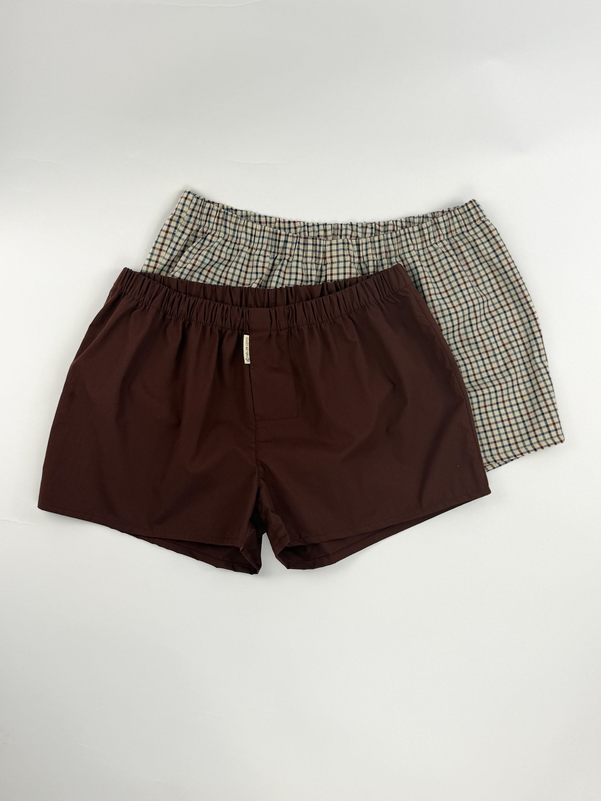 Pack boxer unisex granate - estampado cuadros