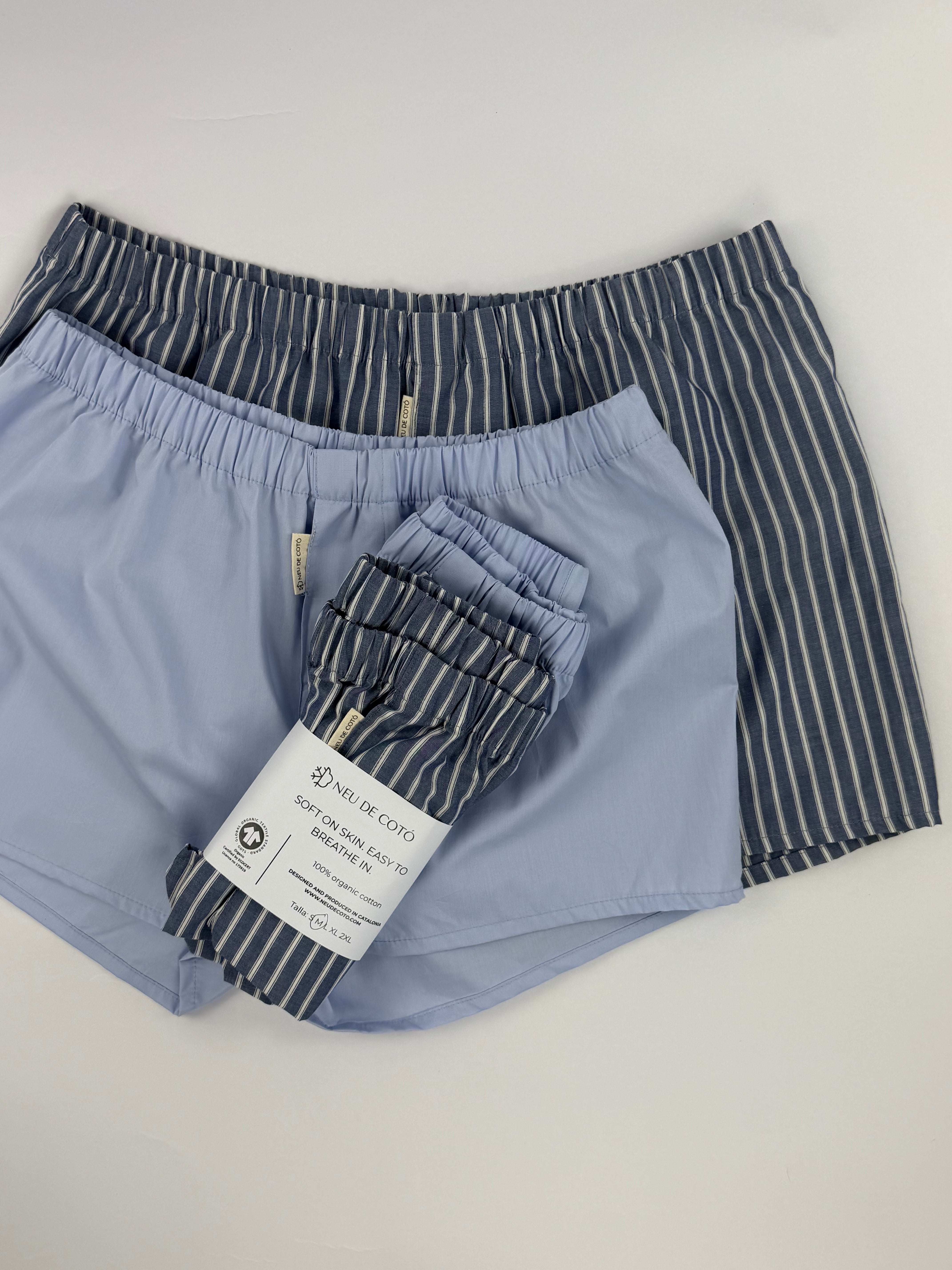 Pack boxer unisex Azul - estampado rayas