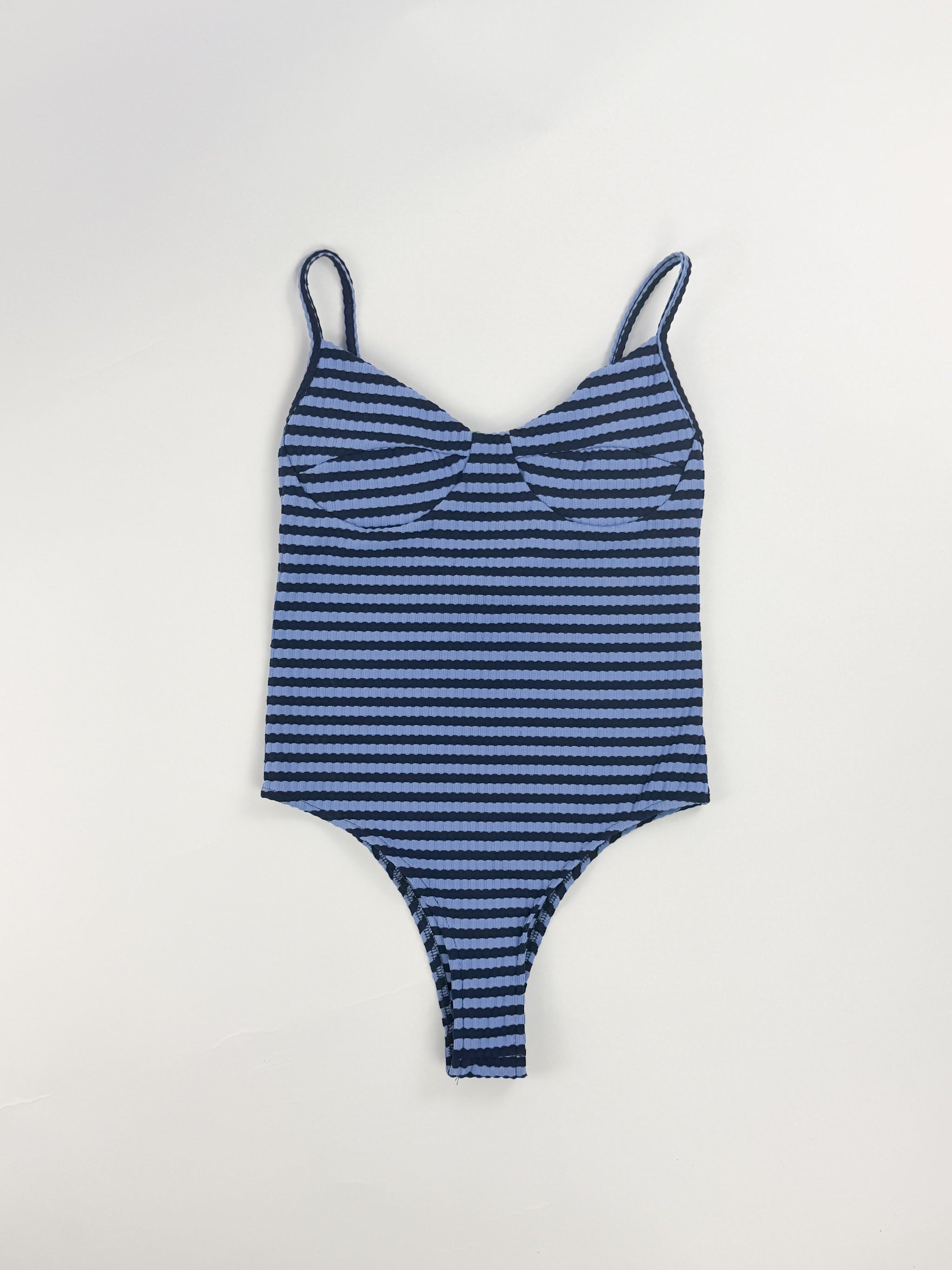 Blue striped swimsuit