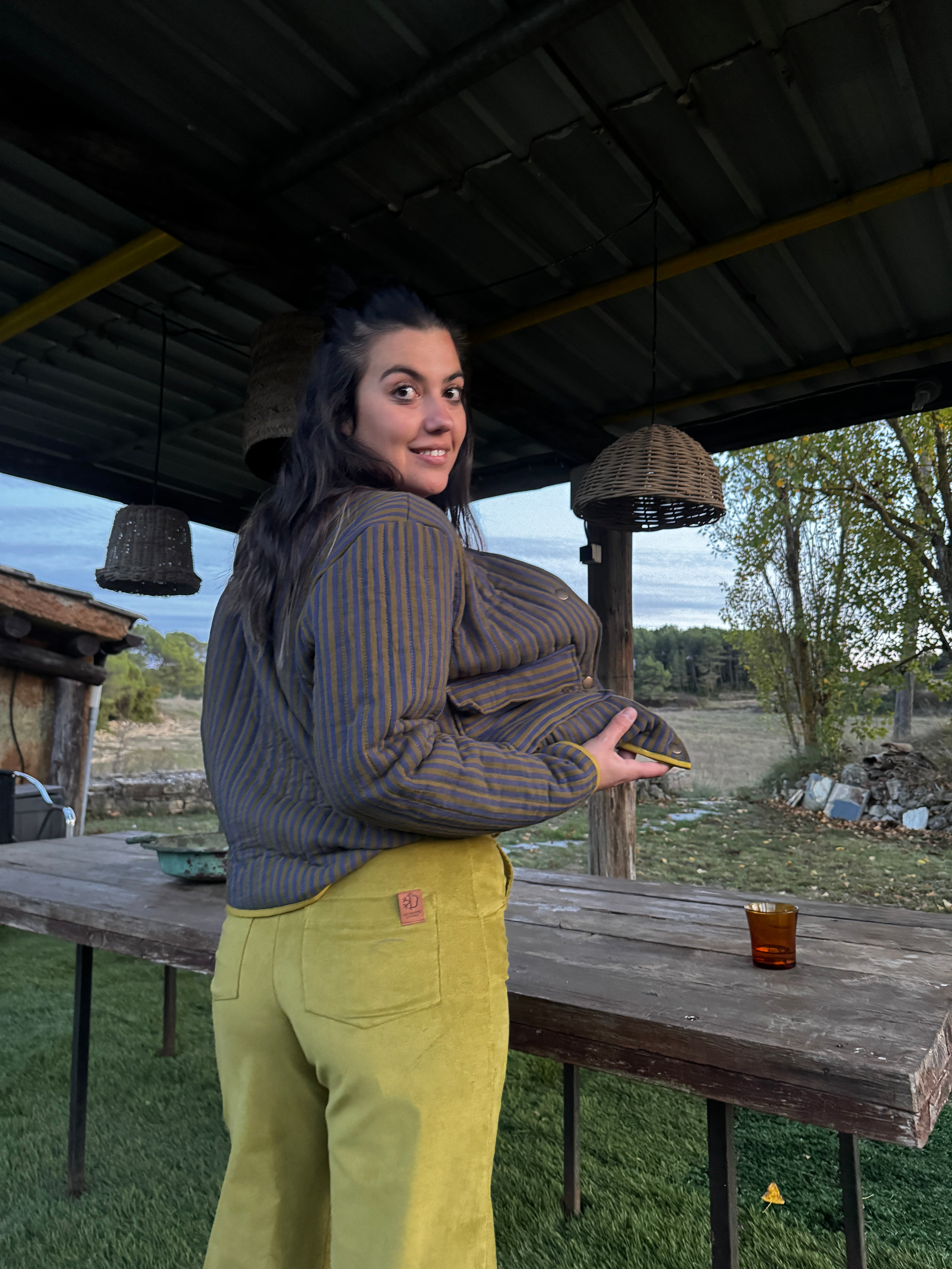 Pantalón velour pistacho