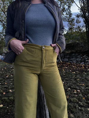 Pantalón velour pistacho — detalle