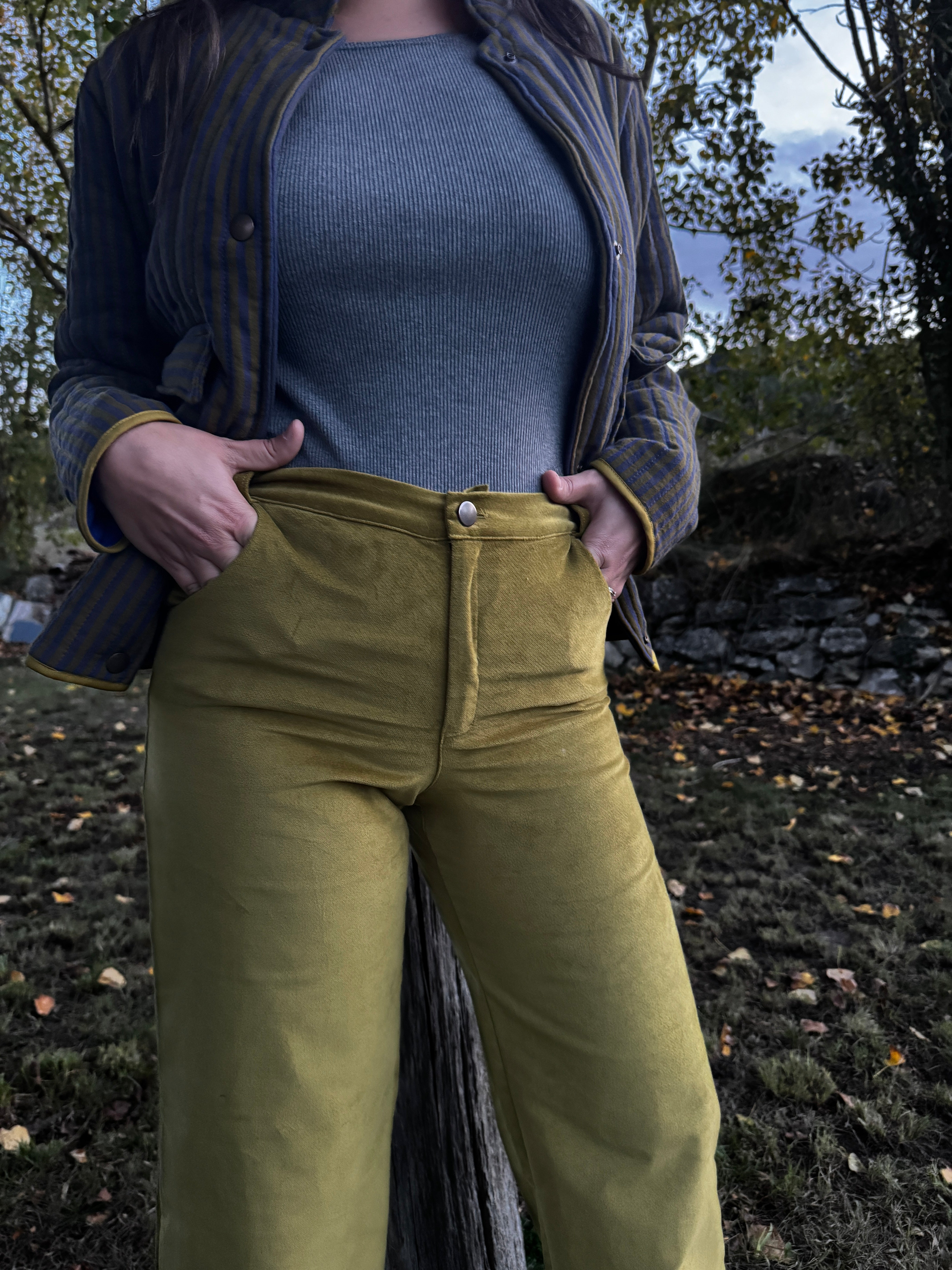 Pantalón velour pistacho