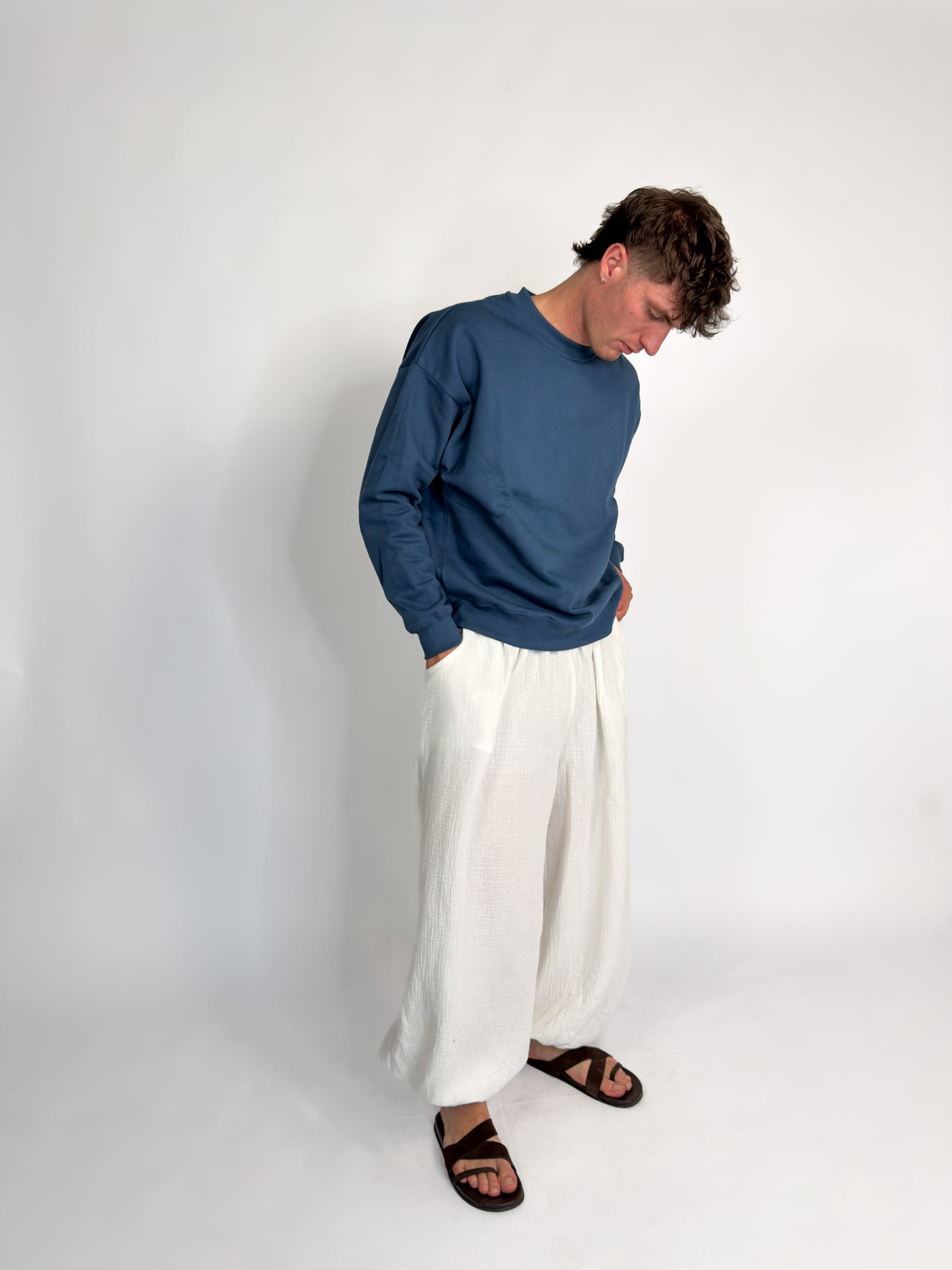 Pantalón balloon ajustable blanco